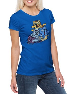 Zombie Cats Damen T-Shirt Katzen Kätzchen Kater Katze Cat Walking Kitty Dead