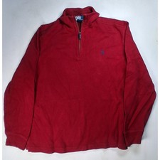 Polo Ralph Lauren Pullover Sweater Men's L Red Quarter Zip