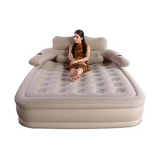 Air Mattress with Headboard, 18in Inflatable with Built-in Pump, Blow Up Matt...