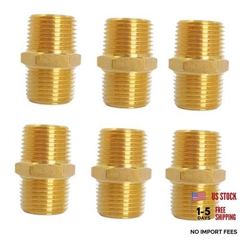 Solid Brass Pipe Fitting, 1/2-Inch x 1/2-Inch NPT Male Pipe Hex 1/2" Male NPT 6