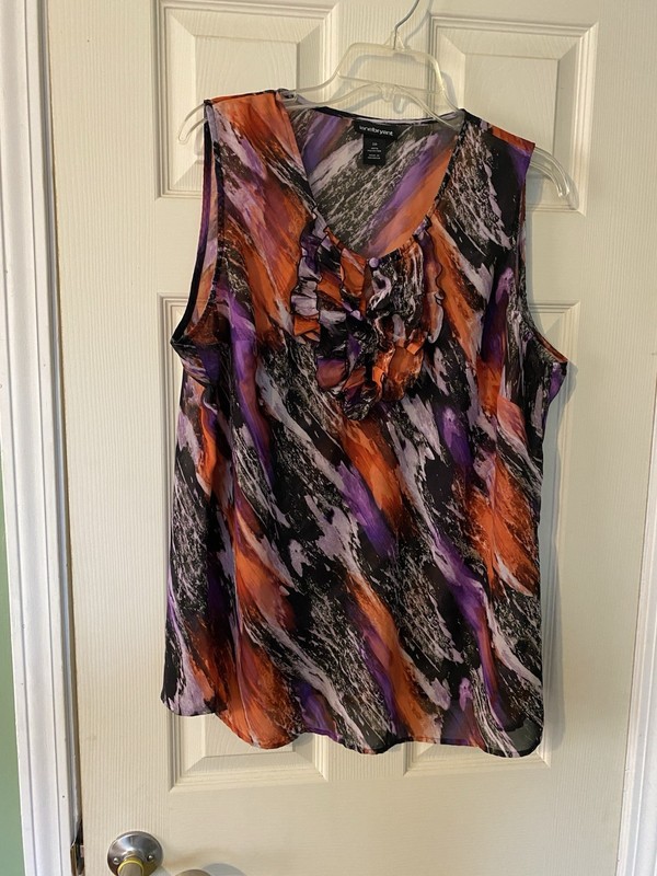 Lane Bryant sheer Women's Multicolor Sleeveless Top size 20 black purple orange