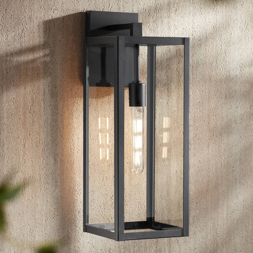 Titan Modern Outdoor Wall Light Fixture Mystic Black 20" Clear Glass Exterior