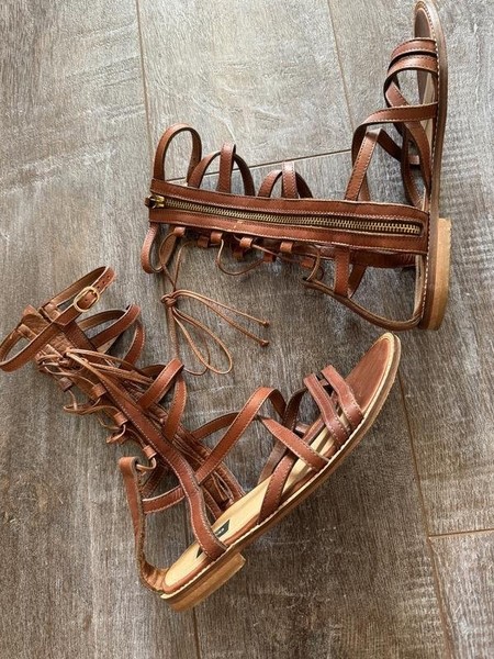 Women Pinko Sandals Brown Leather 37.5