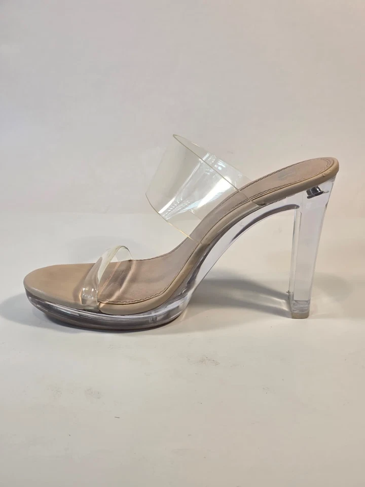 Женские туфли-лодочки GB без шнуровки с прозрачным ремешком на блочных каблуках желтовато-коричневые размер 9,5 M  - Изображение 4 из 4