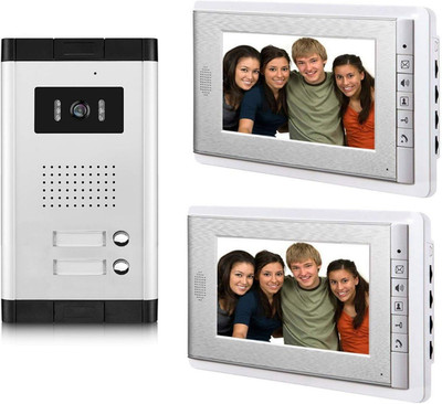 2 Units Apartment Video Intercom System, 7 Inch Monitor Wired Video Doorbell Doo