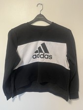 Adidas Logo Sweatshirt Sz L Girls Black/White