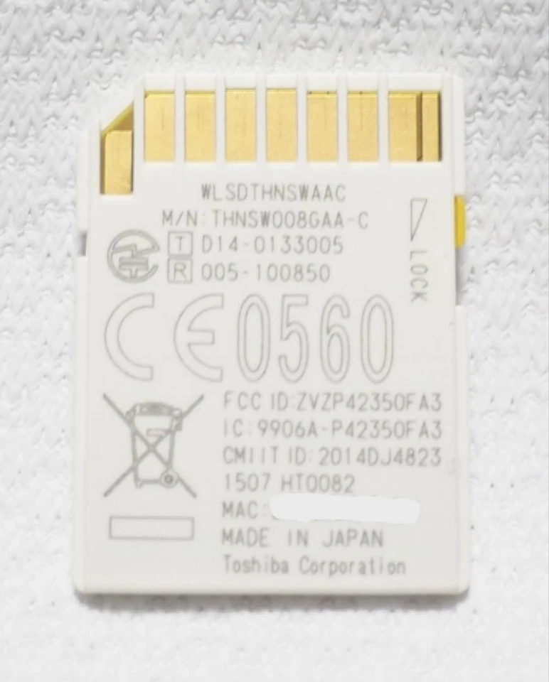 TOSHIBA FlashAir W-03 8GB Wireless Memory Card SDHC Class10 Used Tested japan - Image 2 of 2