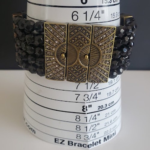 Heidi Daus Starburst Watch Black Faceted Beads Swarovski Crystals Art Deco NWOT - Bild 3 von 9