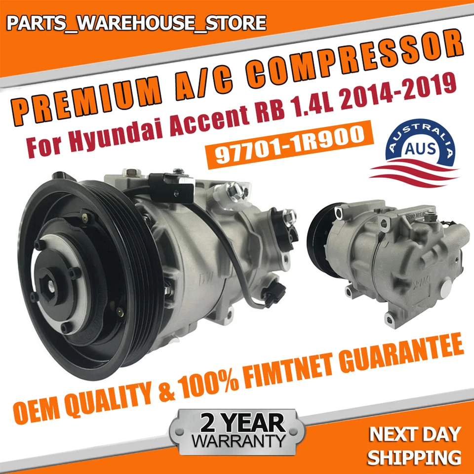 For 2014-2019 HYUNDAI ACCENT RB 1.4L AC A/C Air Con Compressor W/ Clutch 118mm