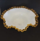 VINTAGE FENTON GOLD CREST WHITE GLASS BOWL