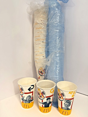 McDonald's 2005 VTG Happy Meal Ronald Paper Cold Cups 60 + w/lids 3 Styles