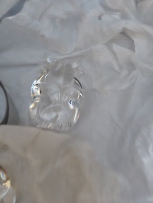 2 STEUBEN CRYSTAL BEAR + BULL FIGURAL HAND COOLERS SIGNED, NEW BOX RARE SET!
