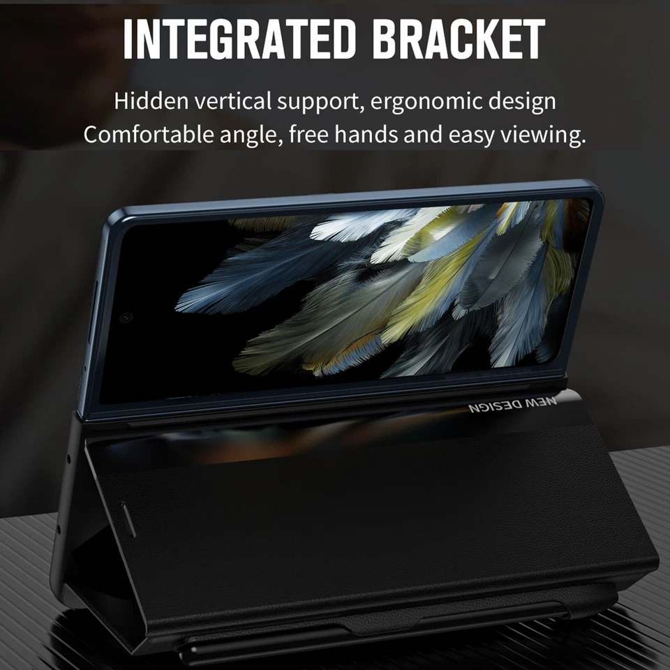 For OnePlus Open Business Magnetic Flip Stand Case Cover with Pen Slot + Stylus - Image 3 of 4