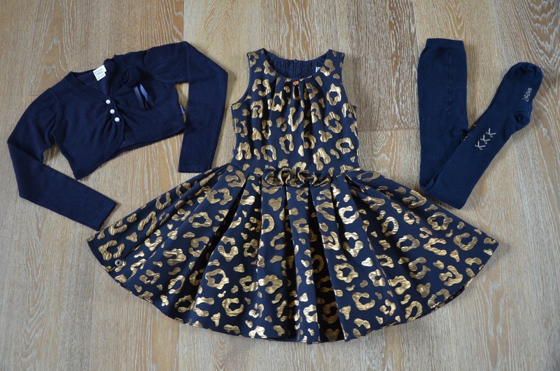 Jottum Girls 3 Piece Set Dress, Bolero and Tights in Navy Size 6-8 EUC