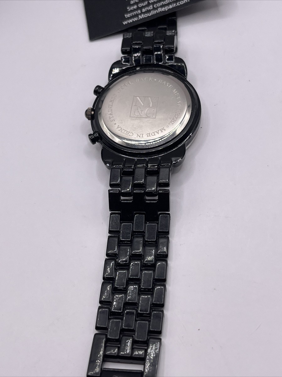 New York & Company Women's Quartz Watch Black Rhinestone New York & Company Women's Quartz Watch Black Rhinestone