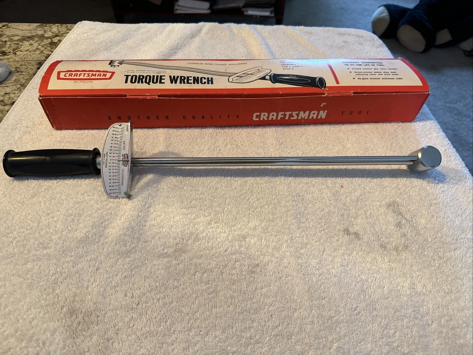 NIB Vintage Craftsman Torque Wrench 9-44481 in original box ~ 0-100 FT. LB.