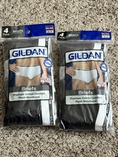 Gildan Men's 2-4PK Gray Black Briefs Premium Cotton Comfort Plush Waistband 2XL