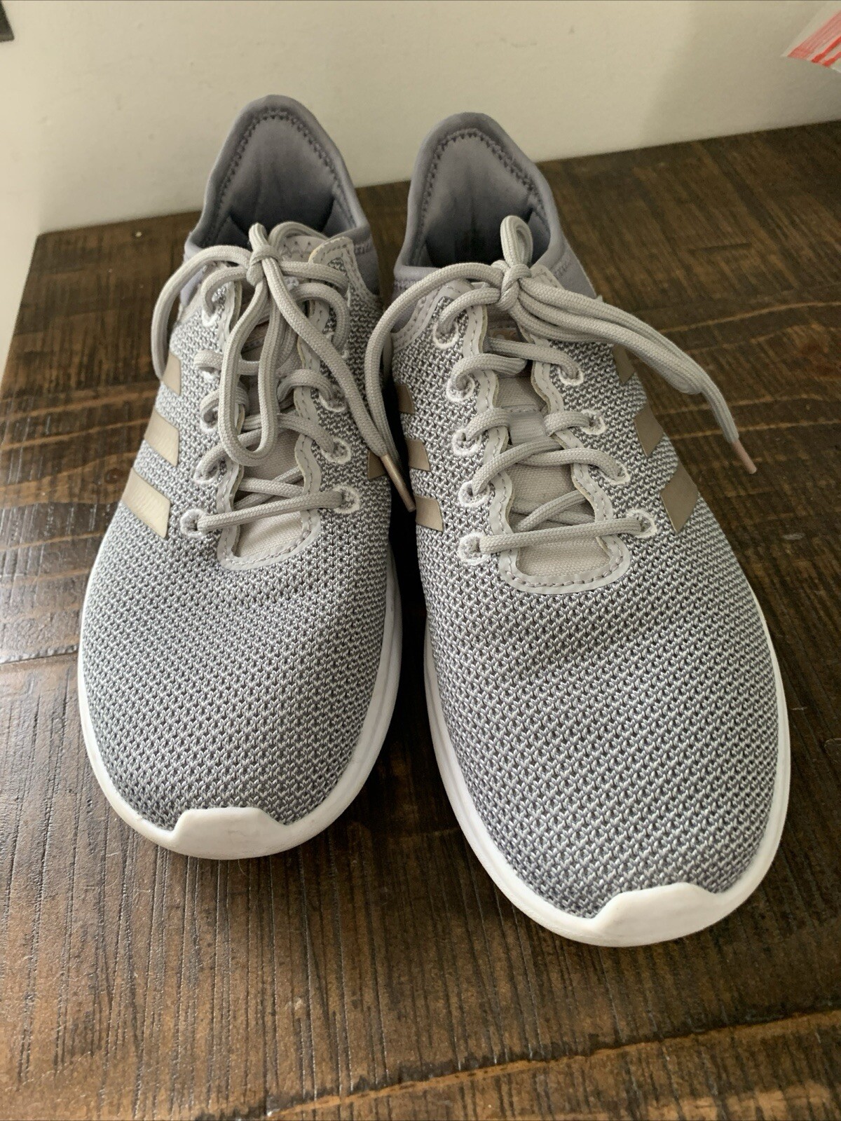 Adidas Ladies Cloud Foam Light Gray Sneakers Size 6.5 Memory Foam-image