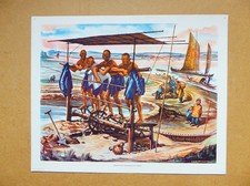 Vintage 1950s UK Macmillan History Geography Prints RICE FIELDS China farming