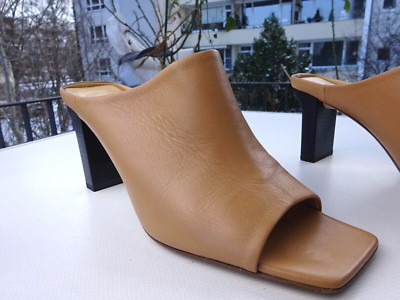 AEYDE AEYDĒ  Damen Luxus Schuhe Pantoletten Mules Clogs Leder Italy Gr.37,5 Neuw