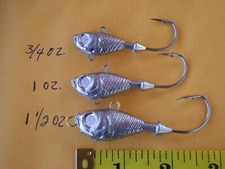 30 PCS. ULTRA MINNOW JIG LURE 3/4,1,1-1/2 OZ HEAVY HOOK/TOP-BOTTOM EYELET 10 EA.