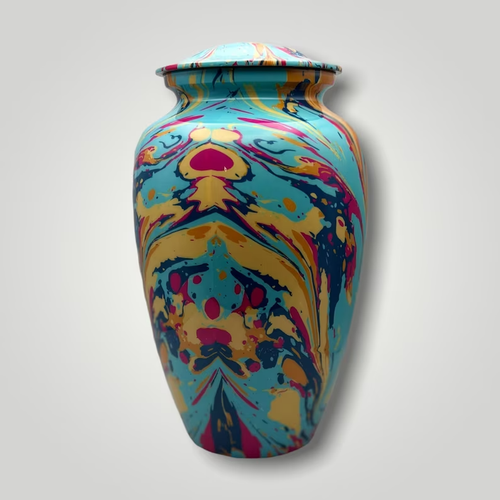 Colorful Tie Dye Adult Urn, Modern Unique Urn, Rainbow Urn for Ashes