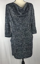 Gap Womens' Blue Gray Size 0 Short Dress with Pockets Waterfall Kneck 3/4 Sleeve
