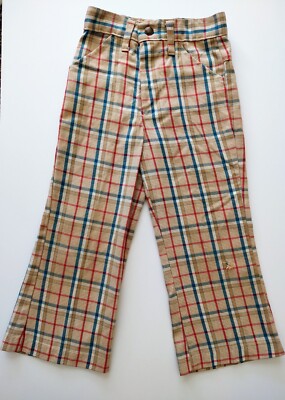 Garanimals Vintage 1970s Unisex Child Bellbottom Flare Pants Plaid