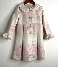 BLUEBERi Boulevard Girls Coat Pink White Silver Metallic Dressy Size 5