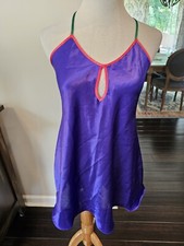 Victoria's Secret Vintage Gold Label  Size P Sm Purple Silky Chemise Nightie