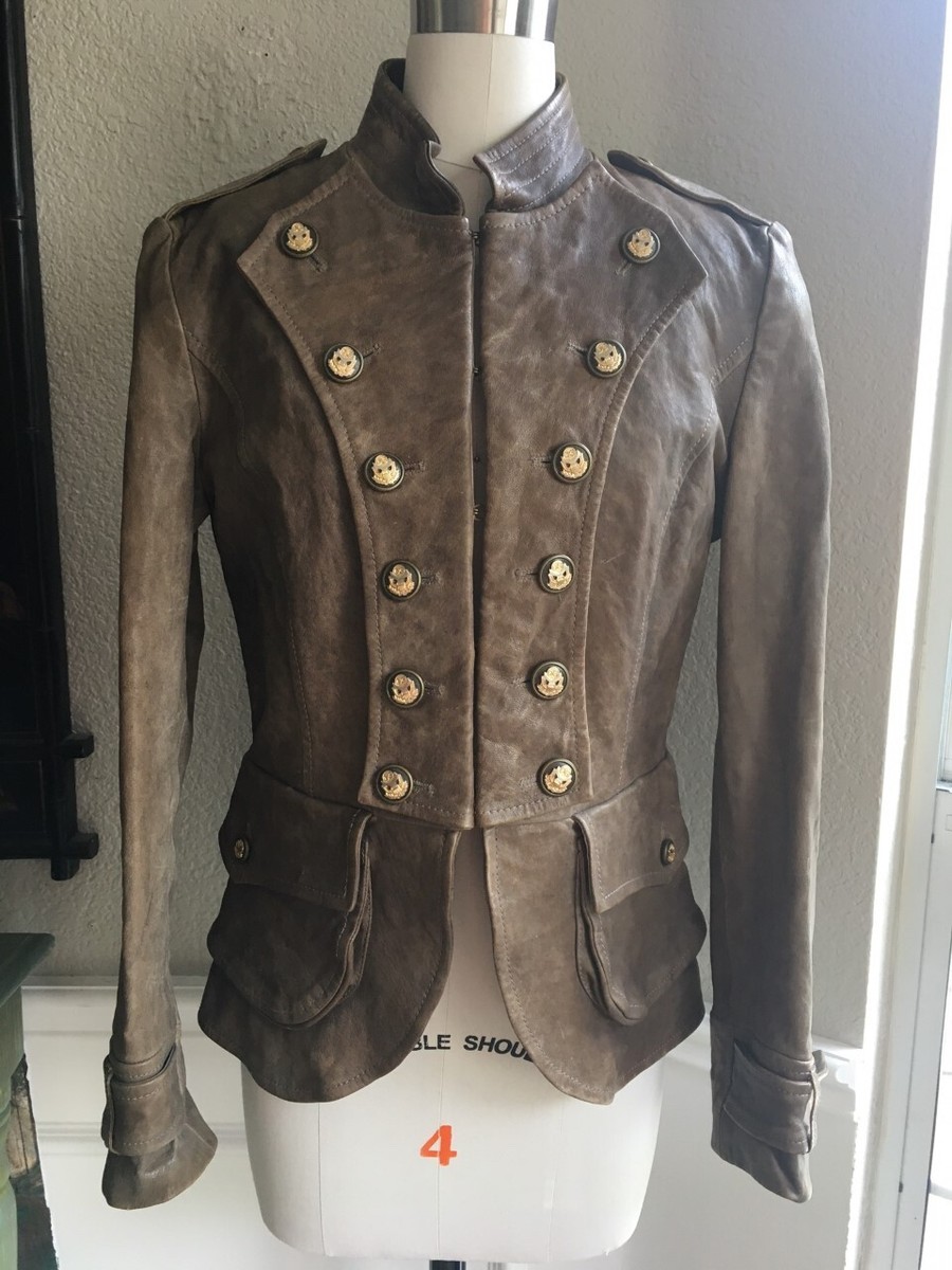 EUC DOLCE & GABBANA Brown Leather Military Coat 44 / 10 | eBay