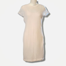 LOVE Womens M WHITE Stretch Slip Dress with Mesh Overlay Sexy Clubwear Cocktail