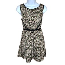 Size 3 Floral Sleeveless Cocktail Dress Multicolored Black Trim Event Juniors