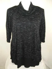LOGO by Lori Goldstein Size 1X Black Cowl-Neck Top