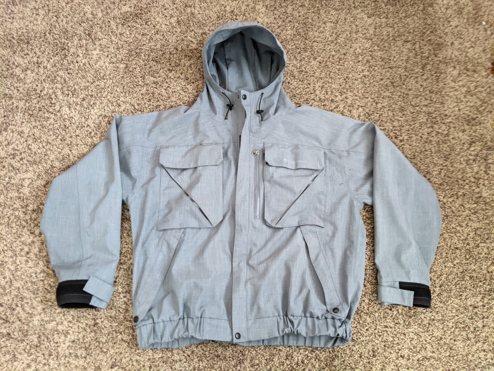 Redington Wading Jacket Blue size L Fly Fishing Full Zip Hood Mesh Lined eBay