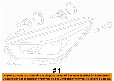 2018 - 2019 Ford Escape Right Passenger RH Headlight Halogen Black  