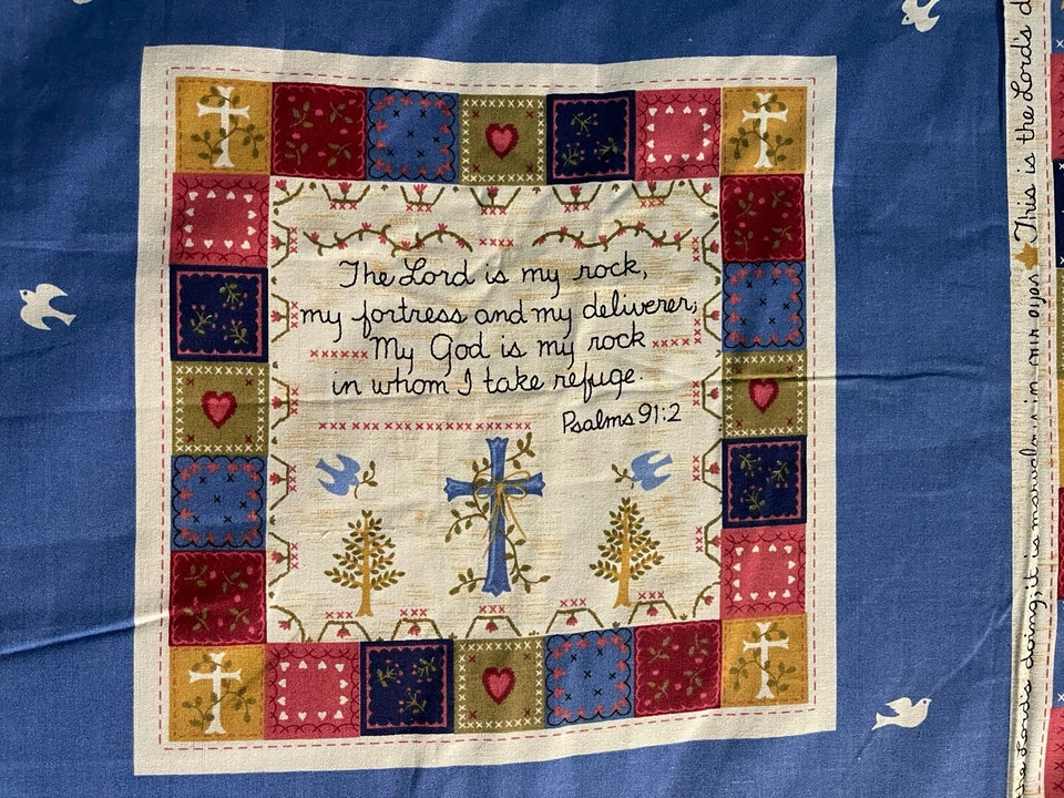 Vintage 1996 Psalms & Peace Doves Fabric By Fabric Traditions Approx. 45”X118” - Image 2 of 4