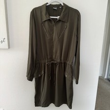 SOHO Jeans NY&Co Long Sleeve Short Dress, Drawstring, Half Zip, Green, Size L