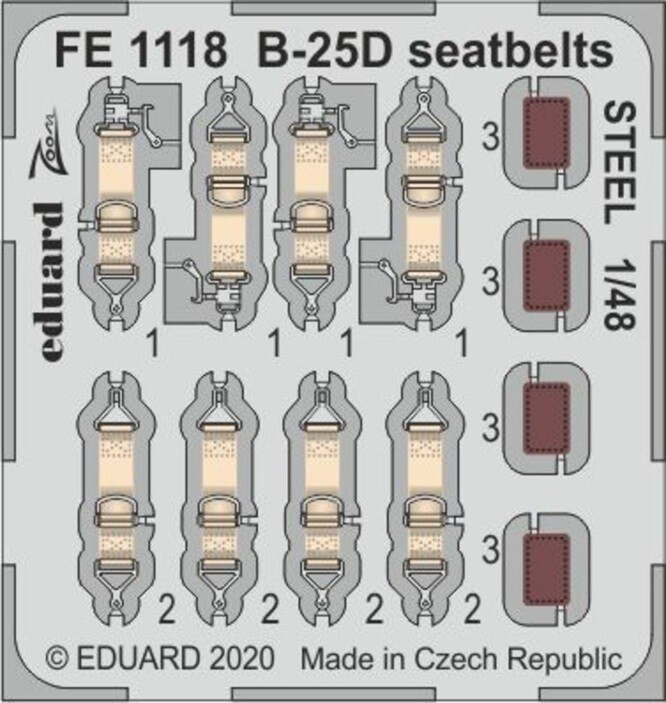 Eduard Accessories Fe1118 - 1:48 B-25D Seatbelts Steel for Revell - New