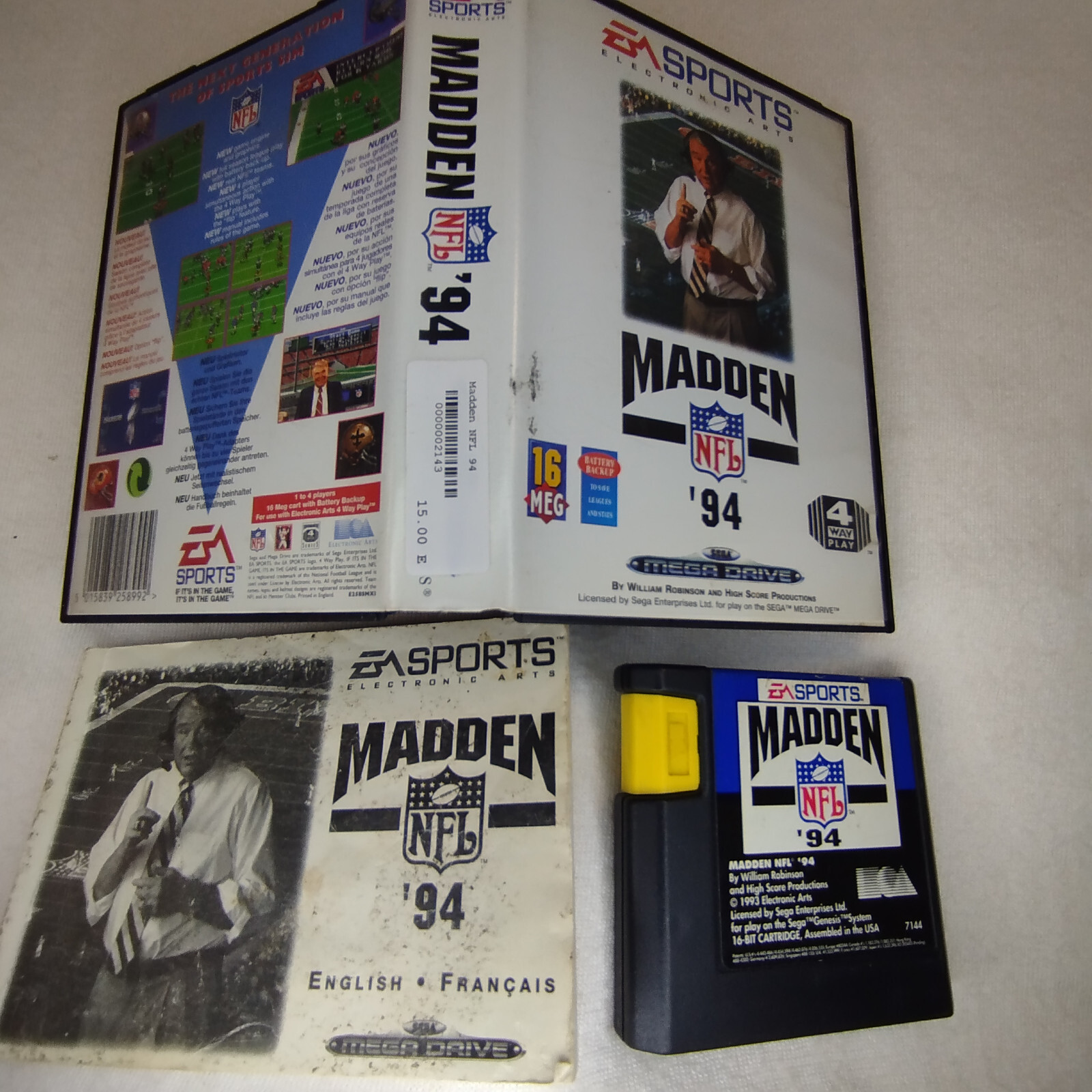 2143 JEU SEGA MEGADRIVE * MADDEN NFL 94 * VERSION PAL