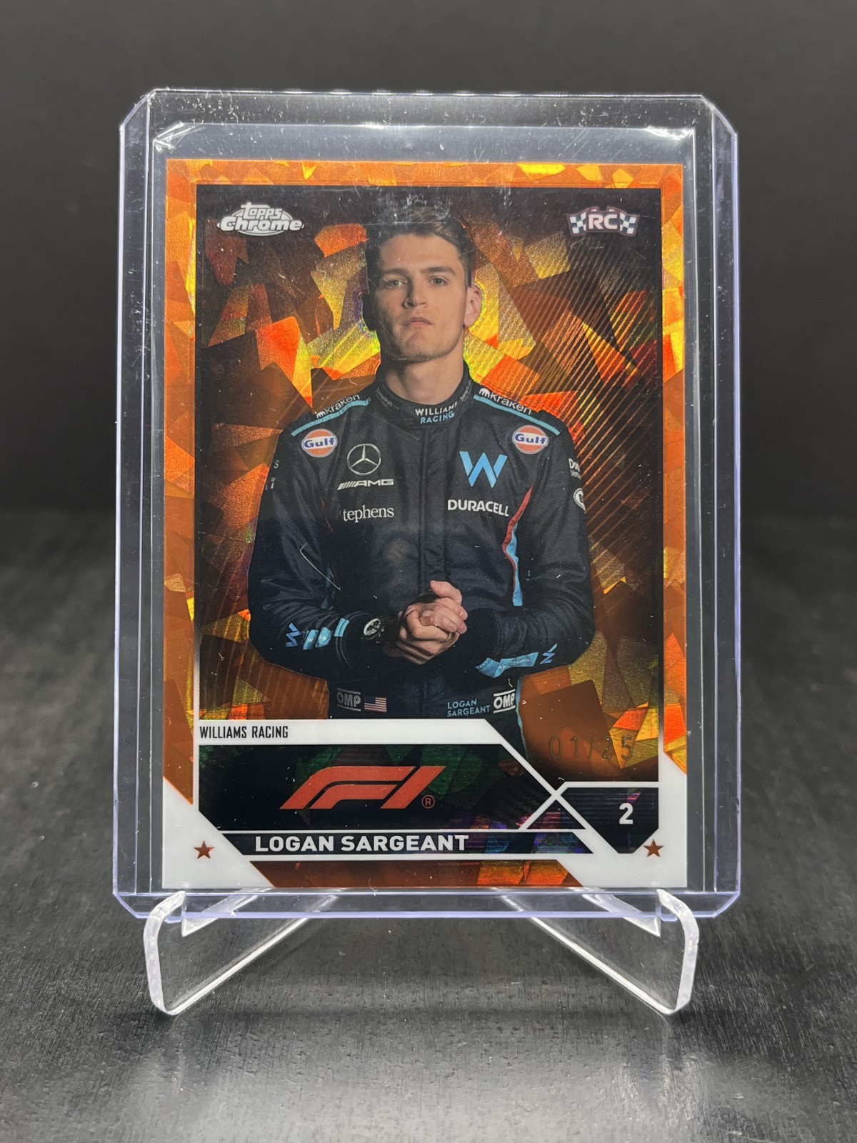 2023 Topps Chrome Sapphire F1 Logan Sargeant RC Rookie Portrait Orange 01/25 #64