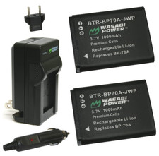 Wasabi Power Battery 2-Pack and Charger for Samsung BP70A, EA-BP70A