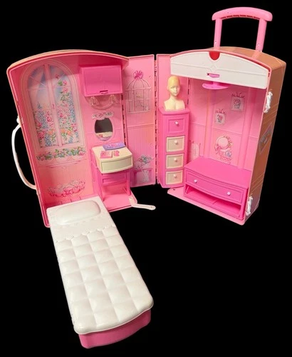 LIGHTS WORK Vintage 1995 Barbie Travelin' House Playset Folding Luggage Suitcase