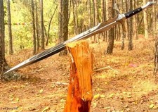 36" Straight Long Viking Sword  Handmade Carbon Steel Blade  Hunting  Camping