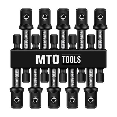 3/8-Inch Drive Impact Socket Adapter Set 10PCS, 1/4  Hex Shank Drill Wrench A...