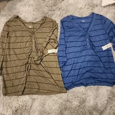Lot Of 2 Bobbie Brooks Woman's Soft Casual  ¾ Sleeve Plus size 3x Vneck 
