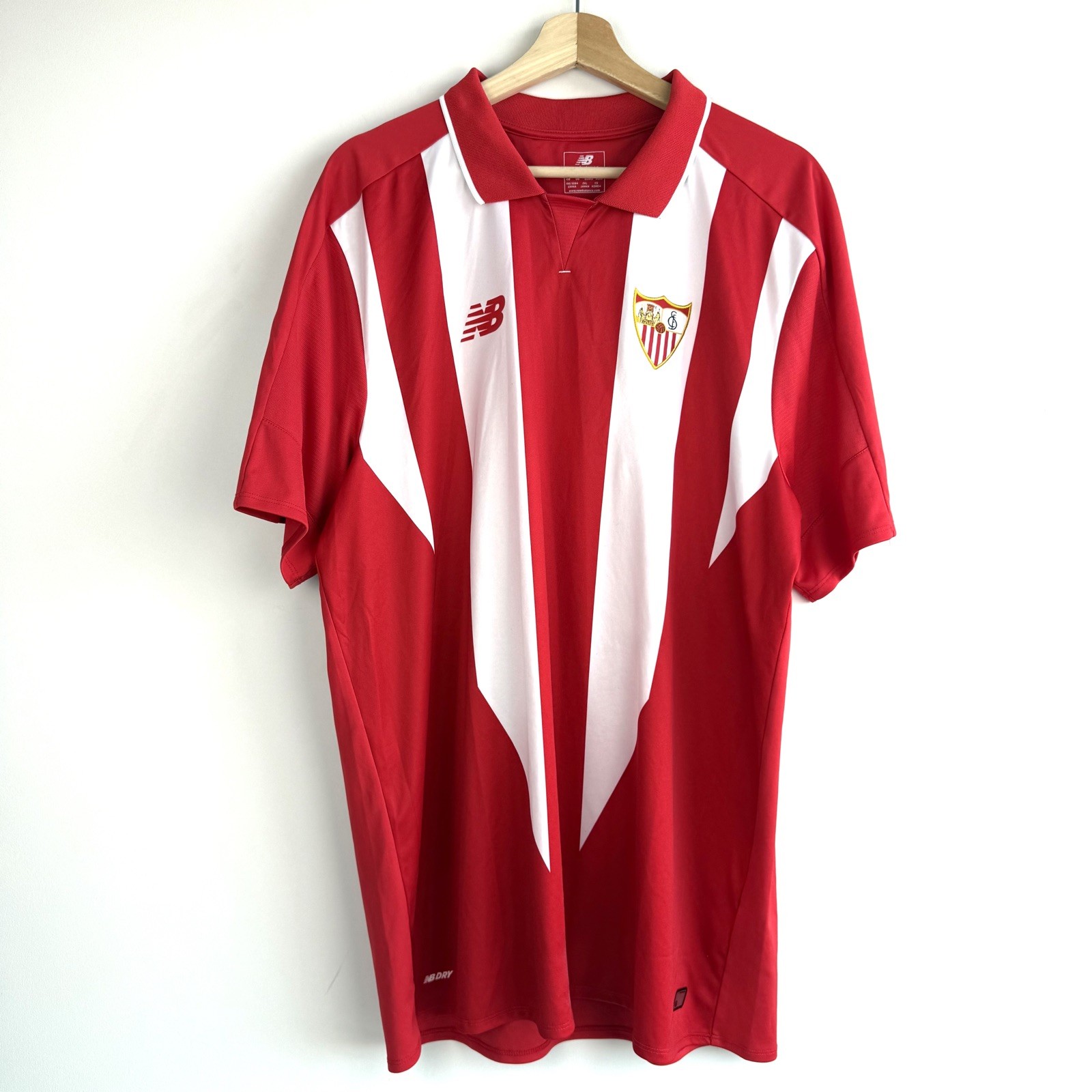 Camisa F.C Sevilla 2015-2016 Auténtica New Balance Visitante Roja Blanca Para Hombre XXL