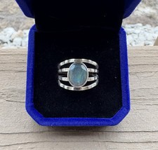 Nice Vintage Sterling Silver .925 Rainbow Moonstone Ring Size 7.75