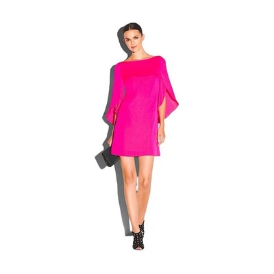 Milly Neon Pink Crepe de Chine Butterfly Silk Shift Dress Mini Flutter Size 0