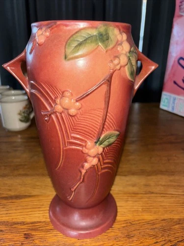 Roseville Snowberry Pink Art Pottery Ceramic Vase